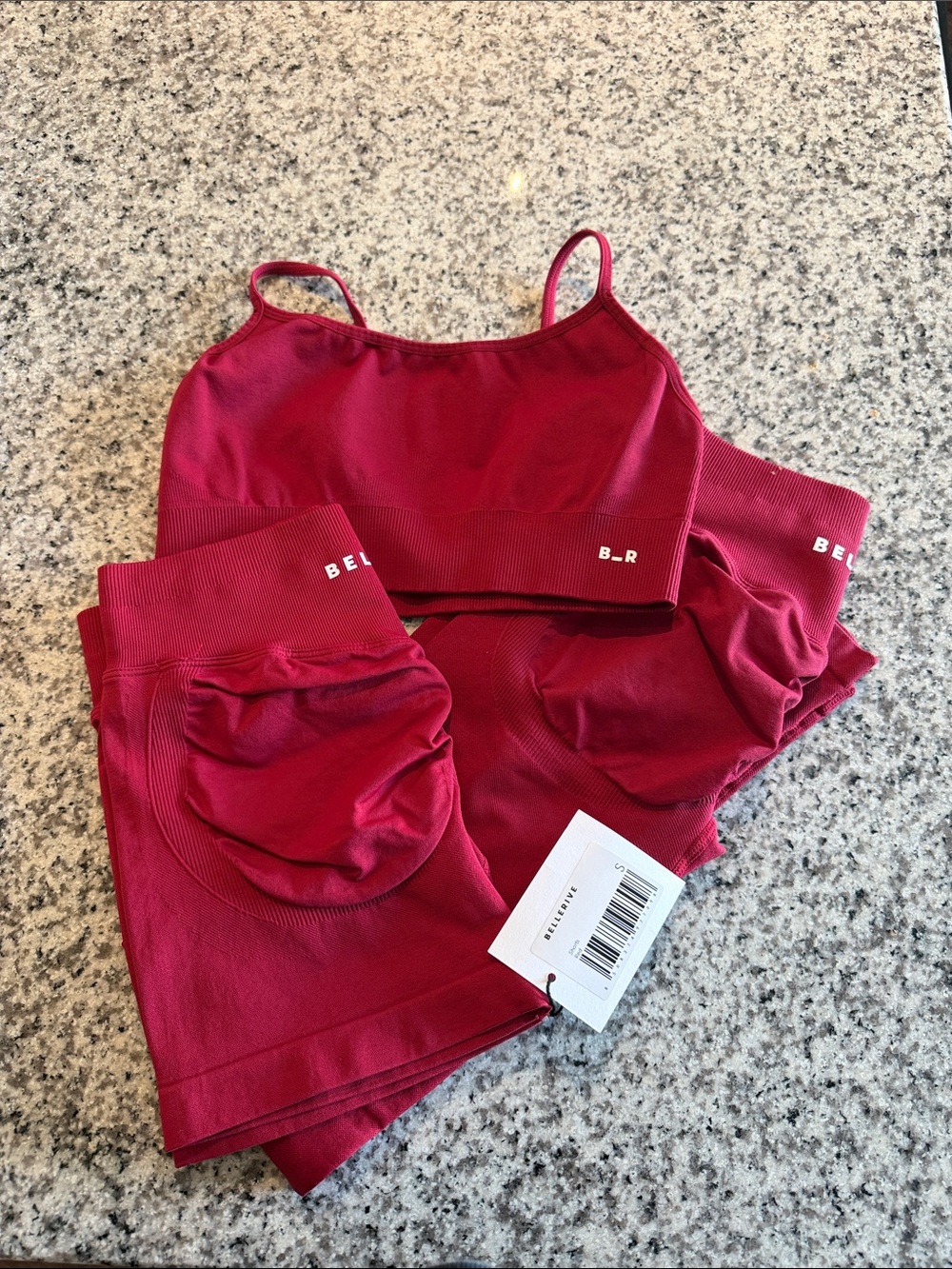 BELLAMI Seamless Deep Red Bralette and Shorts Set